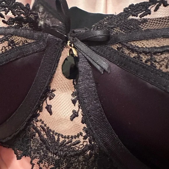 Honey Birdette Charlotte black bra 38d satin lace crystal tulle
